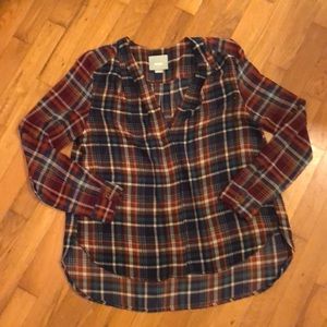 ANTHROPOLOGIE MAEVE SHEER PLAID BLOUSE S